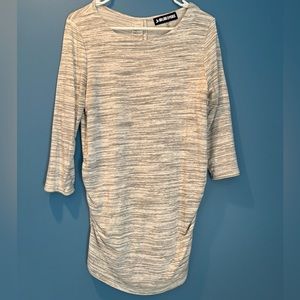 Soft Grey Striped Maternity Shirt with Button Details